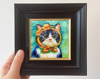 Miniatyrkattkonst | Nyckfulla oljemålningar | Presenter för kattälskare