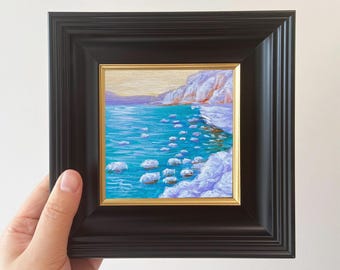 Miniatur Strand Ölgemälde: Küstenlandschaft Kunst