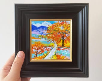 Framed Miniature Landscape Oil Painting | Nature Painting Art | Unique Small Wall Decor