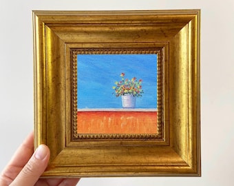 Hand-Painted Miniature Oil Painting | Framed Landscape Art for Small Wall Decor