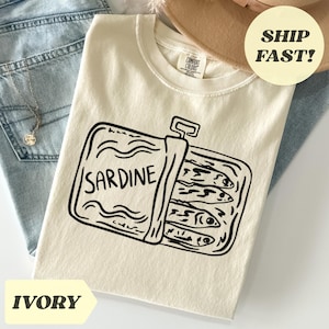 Comfort Colors® Sardines T-Shirt Graphic Sardines Print Shirt French Aesthetic Shirt Coastal Shirt Trendy Summer Shirt Gift For Her UNISEX
