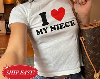 I Love My Niece Baby Tee, Cool Aunt Shirt, Auntie Crop Top, Cute Niece Shirt, Y2K Aunt Shirt, Funny Aunt Gift, Trendy Auntie Family Tee
