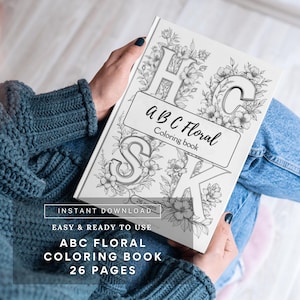 ABC Floral Coloring Book – 26 A4 Printable Alphabet Pages | Digital Download for Adults, Kids & Lettering Coloring