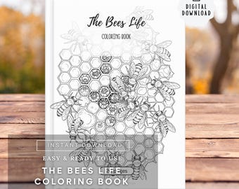 Libro para colorear de abejas para niños y adultos / 20 páginas imprimibles / Descarga digital de abejas