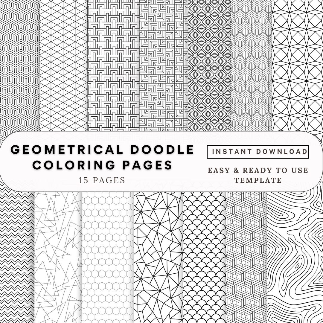 Cuttable Color Sheets Geometric Doodle Coloring Pages Printable A4 to A5 Cuttable Sheets ...