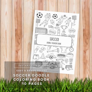 Soccer Doodle Coloring Book | 10 Printable PNG Pages | Football Sports Coloring for Kids & Adults | Fun Athletic Art Activity