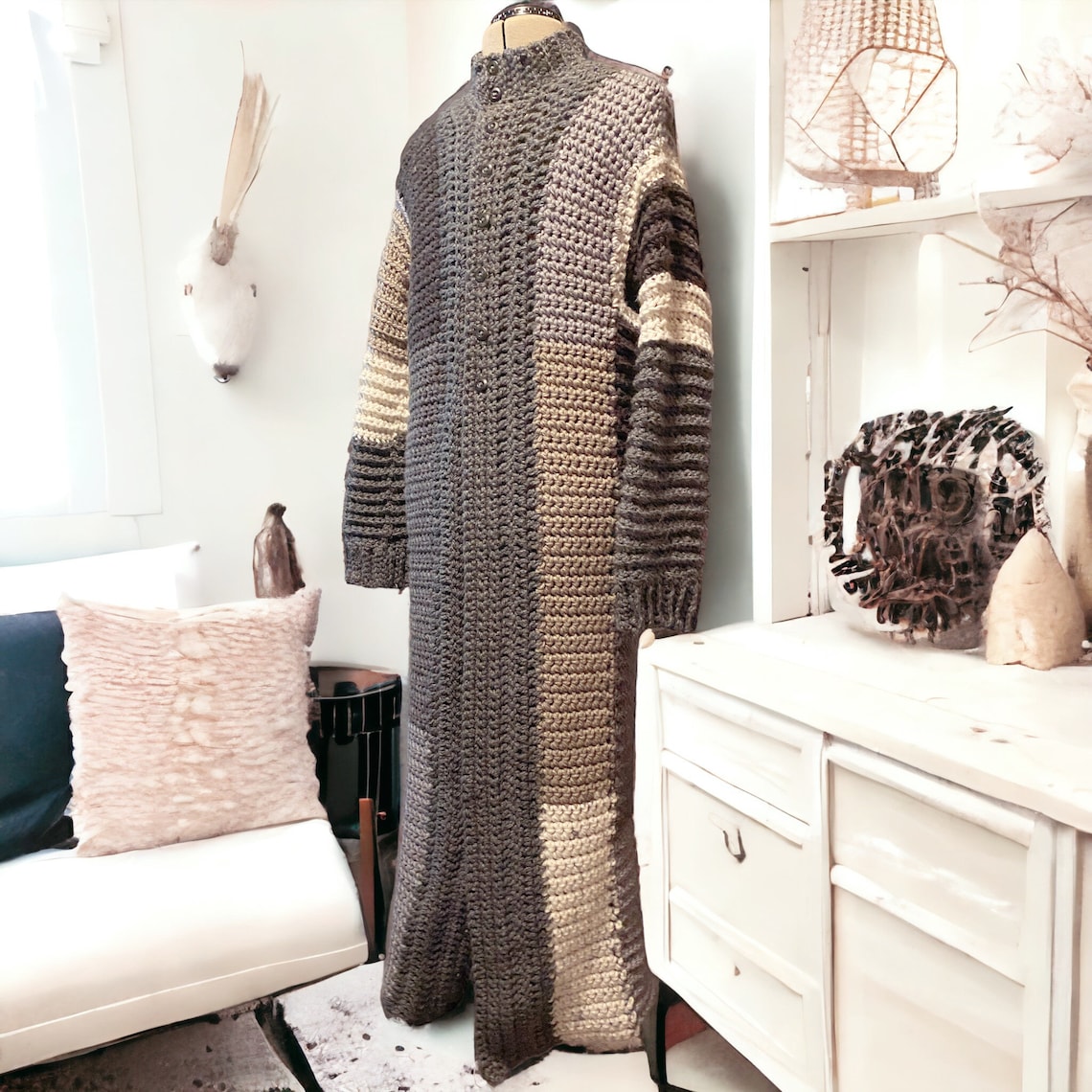 Handmade Knit and Crochet Trench Coat Etsy