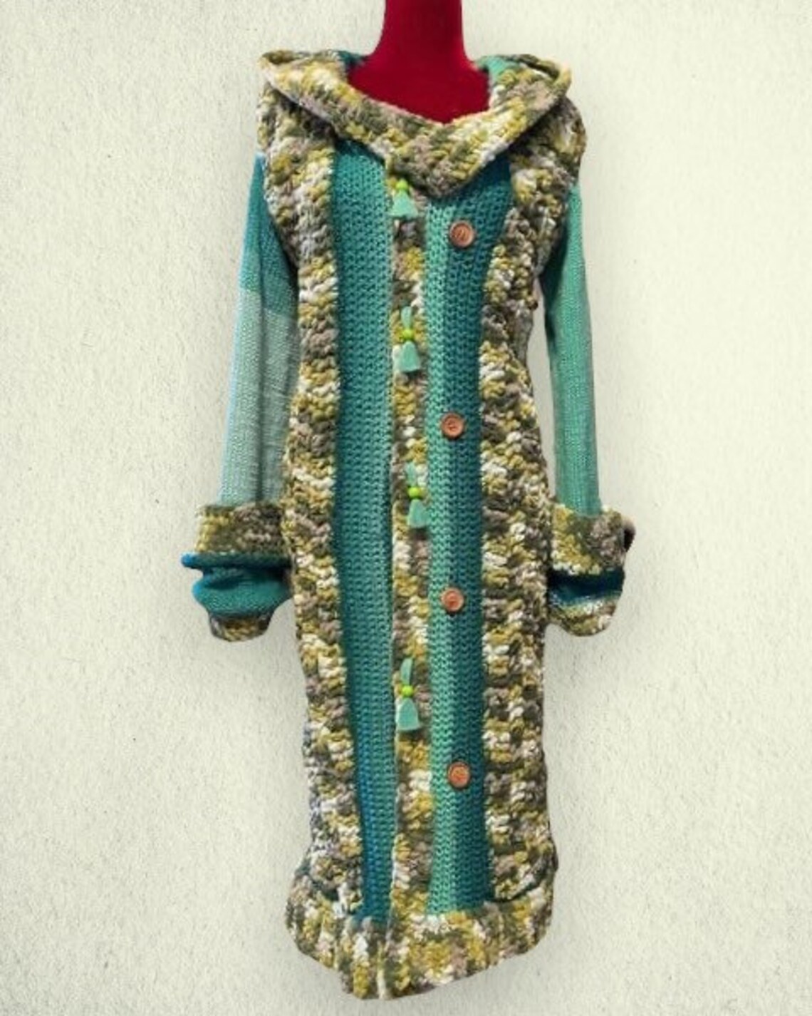 Handmade Knit and Crochet Trench Coat Etsy