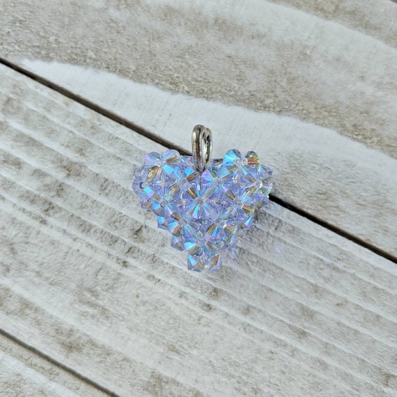 Periwinkle Aura Swarovski Crystal 3d Woven Heart Pendant - Swarovski Woven Heart Pendant Periwinkle Aura Swarovski Crystal 3d Woven Heart Pendant - Swarovski Woven Heart Pendant