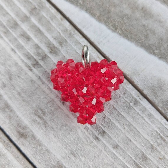 Red Swarovski Crystal 3d Woven Heart Pendant In Light Siam - Swarovski Woven Heart Pendant Red Swarovski Crystal 3d Woven Heart Pendant In Light Siam - Swarovski Woven Heart Pendant