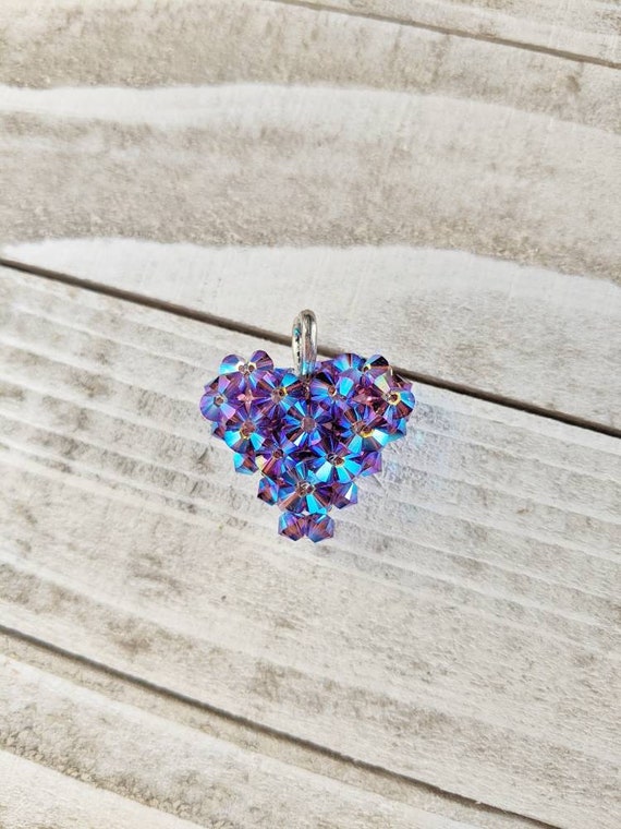 Royal Purple Holographic Swarovski Crystal 3d Woven Heart - Swarovski Woven Heart Pendant Royal Purple Holographic Swarovski Crystal 3d Woven Heart - Swarovski Woven Heart Pendant