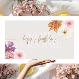 Adjustable canva template 21 twenty one diner birthday template gift powerpoint flower theme