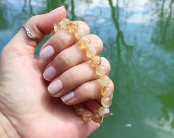 Pulsera de cuentas de citrino natural – Joyería minimalista con piedras preciosas amarillas