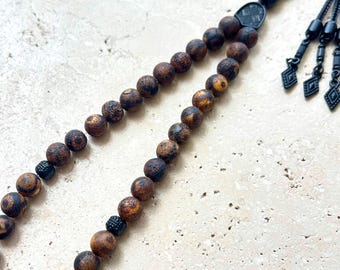 Tasbih de ágata tibetana / Rosario islámico / Rosario musulmán de 33 cuentas / 8 mm