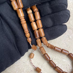Natural Kuka Tree Prayer Beads | Islamic Prayer Beads, Kuka Tasbih 33, Misbaha, Tasbeeh, Sibha, HandCrafted Wood Rosary 7x11 mm