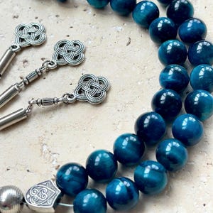 Terço islâmico de Olho de Tigre Azul – Tasbih de 33 contas com pedras preciosas | Misbaha | Sibha imagem 1