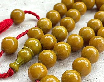German Faturan Amber Islamic Prayer Beads – 33 Bead Tasbih | 14 mm