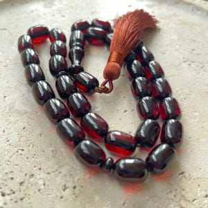 German Amber, Prayer Beads | Pressed Amber Islamic Prayer Beads, Amber Tasbih 33, Misbaha, Tasbeeh, Sibha, Handmade Amber Rosary 10x14 mm
