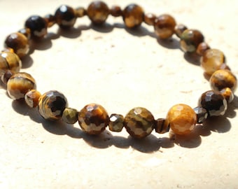 Natural Tiger Eye Beaded Bracelet 8 mm Gemstone Minimalist Handmade Jewelry