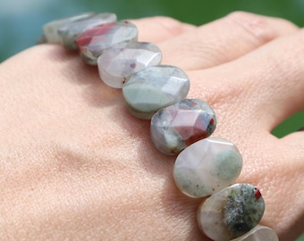 Natural Bloodstone Beaded Bracelet, Minimalist Gemstone Jewelry