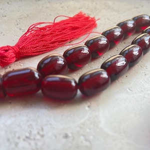 German Amber, Prayer Beads | Pressed Amber Islamic Prayer Beads, Amber Tasbih 33, Misbaha, Tasbeeh, Sibha, Handmade Amber Rosary 10x14 mm