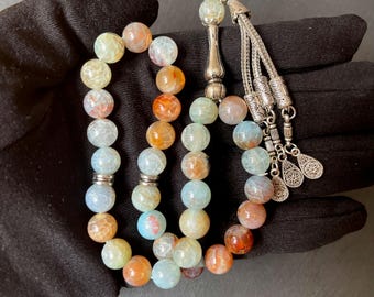 Agate Islamic Prayer Beads: Multicolor Gemstone Tasbih 33