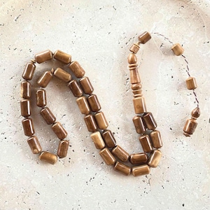Natural Kuka Tree Prayer Beads | Islamic Prayer Beads, Kuka Tasbih 33, Misbaha, Tasbeeh, Sibha, HandCrafted Wood Rosary 7x11 mm