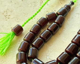 Maroon Pressed Amber Islamic Prayer Beads | 33-Bead Tasbih