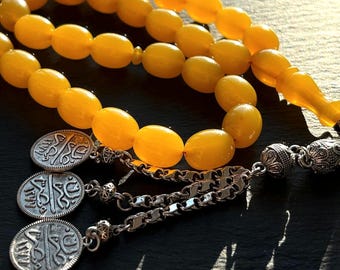 Honey Pressed Amber Tasbih | Islamic Prayer Beads | 33 Bead Misbaha | Handmade