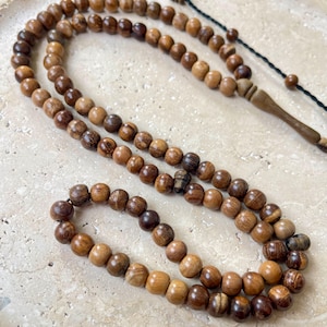 Natural Wood | Tree Prayer Beads | Islamic Prayer Beads | Tree Tasbih 99, Misbaha, Tasbeeh, Sibha | Tasbih Personalized, Wood Rosary 9 mm