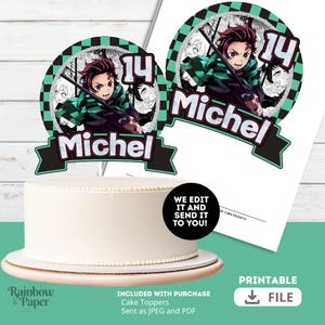 Printable Demon Slayer CakeTopper Birthday Tanjiro / Digital File- TANJIRO ANIME