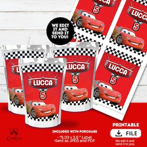 Cars Capri sun Juice label,Printable MCQUEEN juice pouch labels, Cars  party Decoration, Customized file only