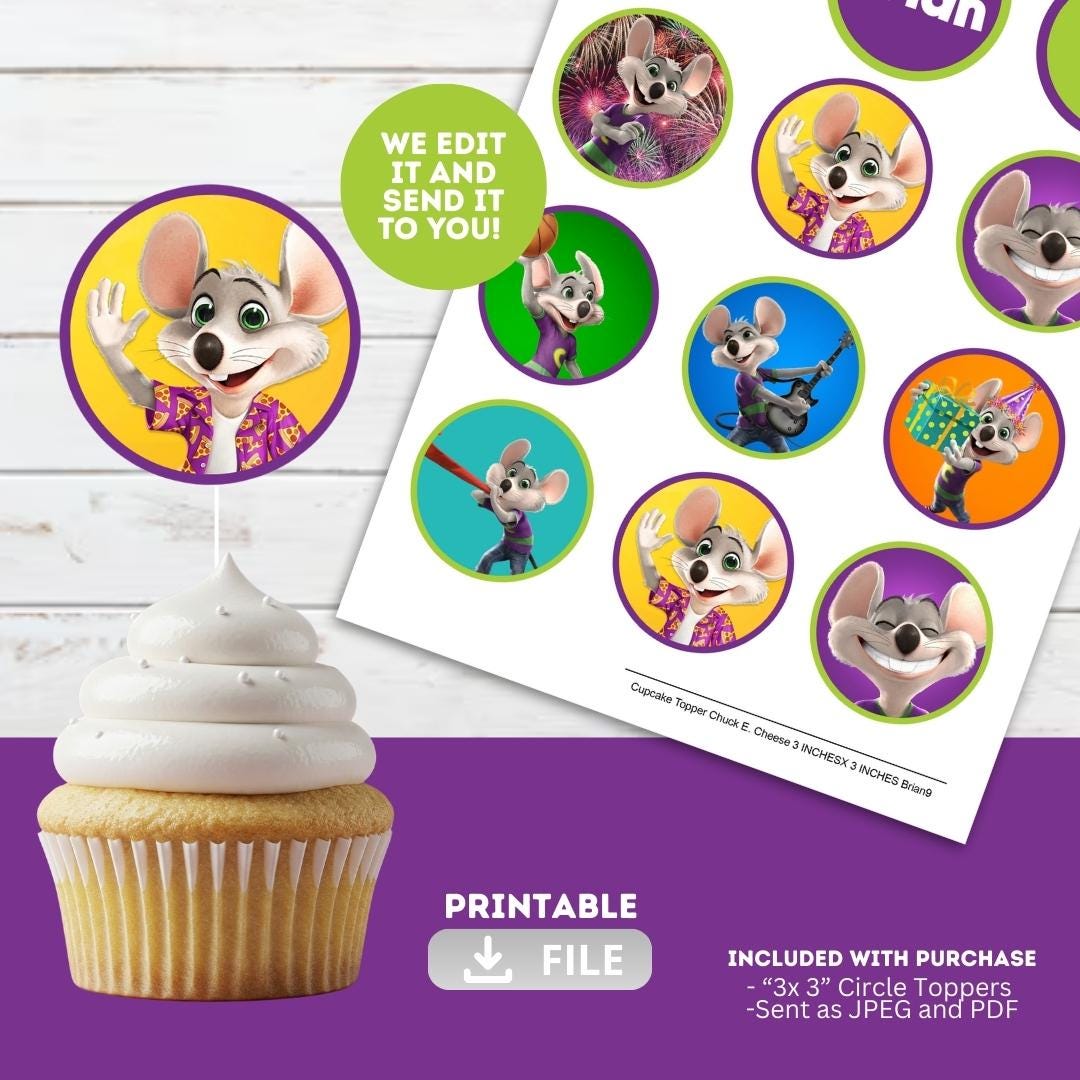 Chuck e cheese cupcake - Etsy México, image size:1080x1080
