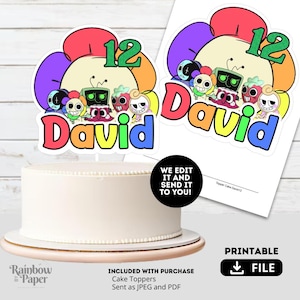 Dandy&#39;s World Cake Topper: Roblox Birthday Party Decoration (Digital Download, PDF/PNG File A4 Size)