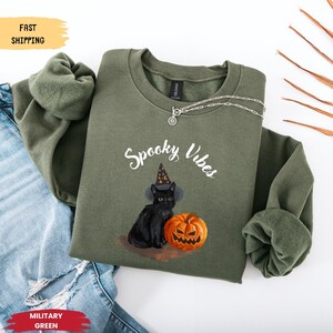 Halloween Black Cat Hoodie: Spooky Season Cat Mom Crewneck