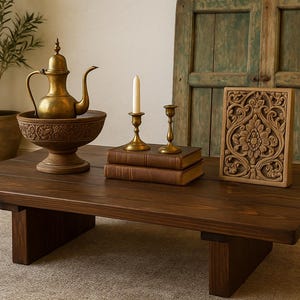 Rustic Coffee Table Wood Coffee Table – Handcrafted Farmhouse Style, Natural Finish, Solid Wood Centerpiece Short Table