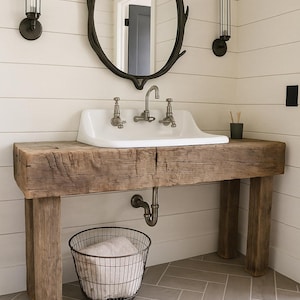Rustic Bathroom Vanity Farmhouse Vanity Modern Vanity Natural Finish Wood Handmade Solid Wood Sink Console Bathroom Sink Dark Rustic Vanity