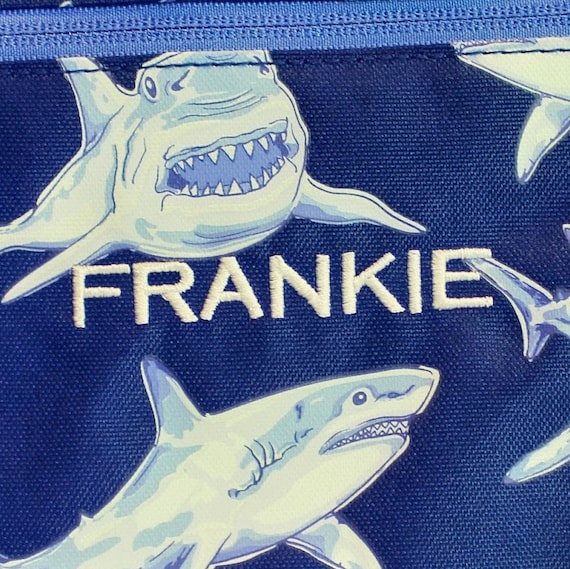 Pottery Barn Kids Sharks Mackenzie Classic Lunch Box Blue Navy Shark