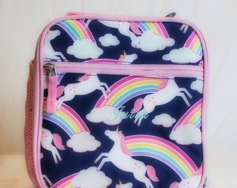Pottery barn Blue Unicorn patterned Lunch Boxes -Embroidered Julia