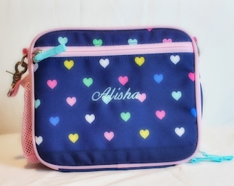 Pottery barn Hearts Cold Pack Lunch Box  -Embroidered Alisha