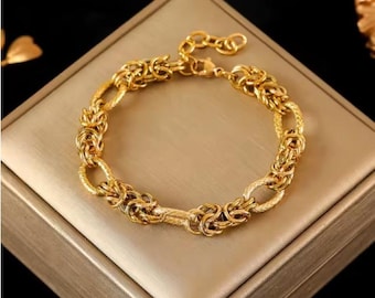 18Kゴールドメッキステンレススチールツイストブレスレット（女性用）