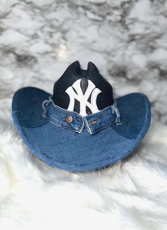 Black + Denim Contrast Cowboy Hat - Etsy display picture 2