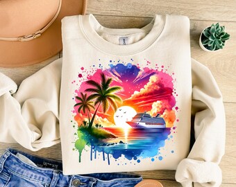 Beach Sunset PNG, Neon Summer Sublimation Design, Colorful Palm Tree Clipart for T-Shirt & Sweatshirt, Instant Download, T-Shirt Design Png