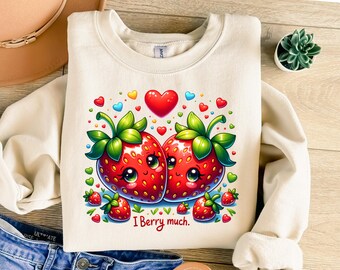 I love you Berry a lot PNG, Cute Strawberry Couple Love Design, Trendy sublimation design for T-shirt, Sweatshirt, Valentine's Day Gift PNG