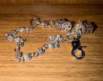 Silver dice pants chain accessory