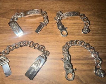 Silver cross flower dagger bracelet for casual/fashion wear