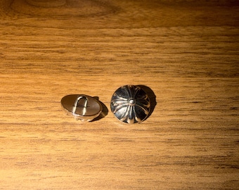 Silver cross flower sew on button for DIY crafts, clothing, shoes