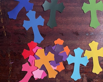 Colorful Leather Cross for clothing, shoes, decoration