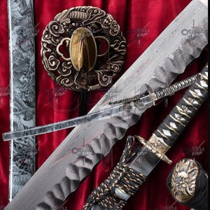 Handmade Damascus Katana – T10 High Carbon Steel Clay Tempered – Full Tang 40.5" Samurai Sword for Collection & Display