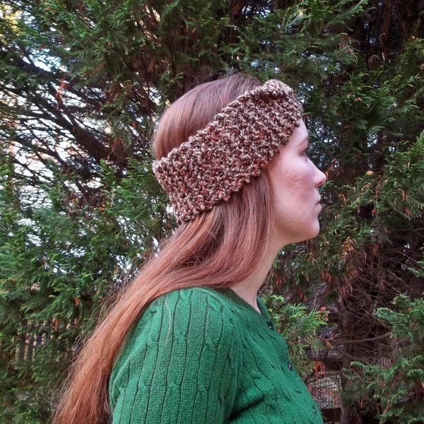 Twisted Ear Warmer and Headband in Sumptuous Browns and Gold